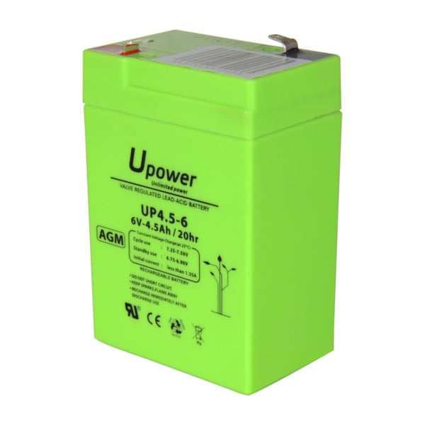 MASTER BATTERY BATT-6045-U Upower - Batería recargable - Tecnología plomo ácido AGM - Voltaje 6 V - Capacidad 4.5 Ah - 106 x 70