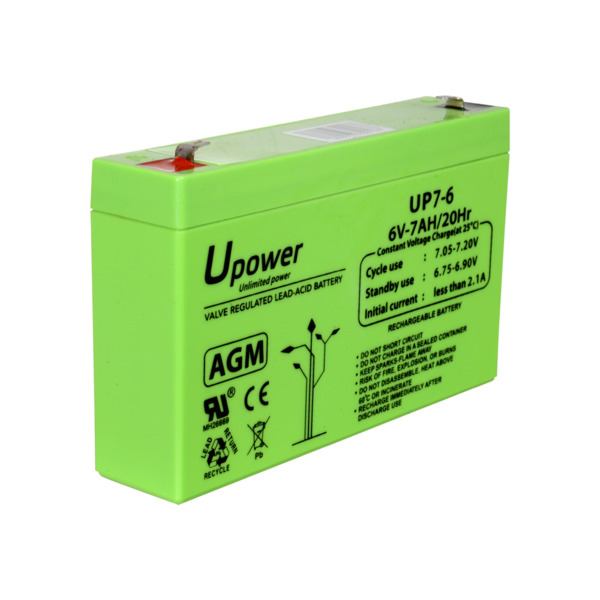 MASTER BATTERY BATT-6070-U Upower - Batería recargable - Tecnología plomo ácido AGM - Voltaje 6 V - Capacidad 7.0 Ah - 100 x 151 (1)