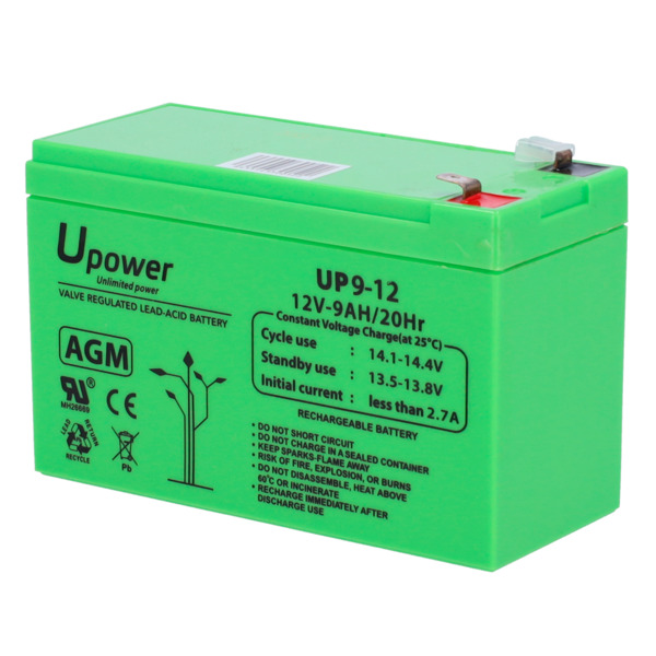 MASTER BATTERY BATT1290-U Upower - Batería recargable - Tecnología plomo ácido AGM - Voltaje 12 V - Capacidad 9.0 Ah - 95 x 151