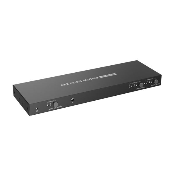 Matriz de video HDMI - 4 entradas HDMI - 2 salidas HDMI - Hasta 4K (entrada y salida) - Permite control remoto - Alimentación DC