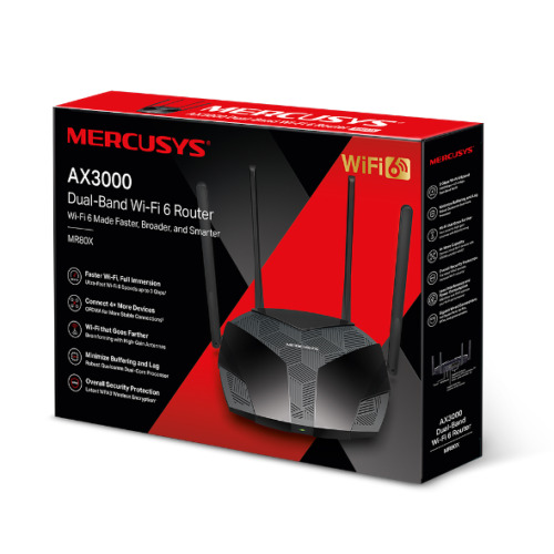 Mercusys MR80X router inalámbrico Gigabit Ethernet Doble banda (2,4 GHz / 5 GHz) Negro (5)