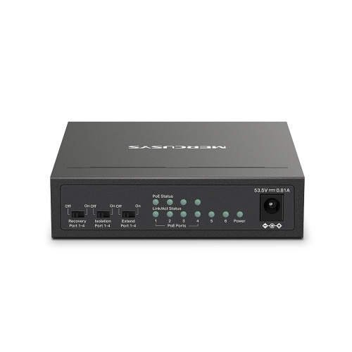 Mercusys MS106LP switch Gestionado Fast Ethernet (10/100) Energía sobre Ethernet (PoE) Negro (3)