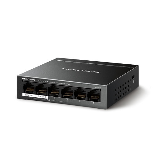 Mercusys MS106LP switch Gestionado Fast Ethernet (10/100) Energía sobre Ethernet (PoE) Negro (2)