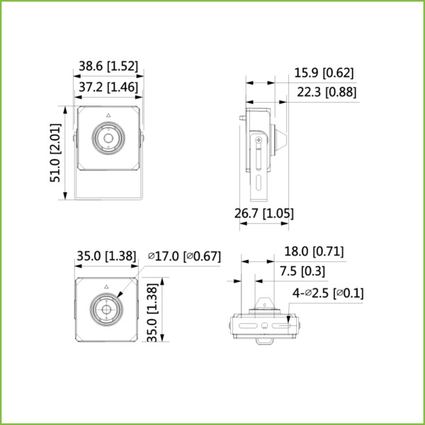 Minicámara IP H265 Pinhole 2M DN WDR 2.8mm IVS AUDIO E/S + Unidad principal AI (2)