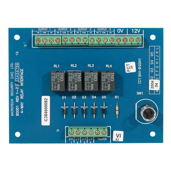 Modulo de 4 reles para galaxy dimension. Caja plastica con tamper. Grado 3.