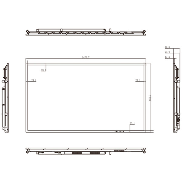 Monitor 65" Dahua para Seguridad 24/7 Metálico VGA/HDMI/Audio/USB Multimedia/RS-232/OPS 16:9 4K (2)