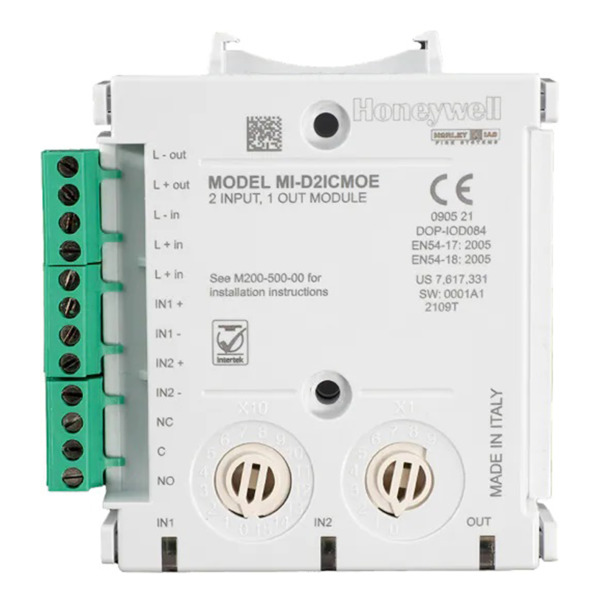 MORLEY MI-D2ICMOE Módulo monitor y de control direccionable de 2 entradas supervisadas y 1 salida de relé