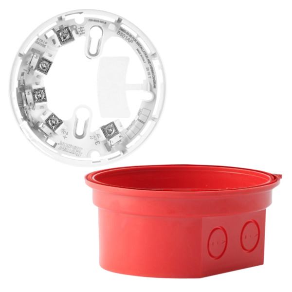 NOTIFIER BRR Zócalo con base alta roja para dispositivos óptico-acústicos. Incl. B501AP