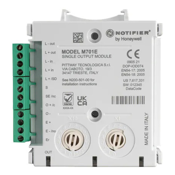 NOTIFIER M701E Módulo de control direccionable de 1 salida supervisada con RFL o en forma relé (1)