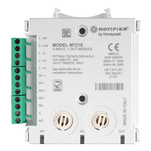 NOTIFIER M721E Módulo monitor y de control direccionable de 2 entradas supervisadas y 1 salida de relé