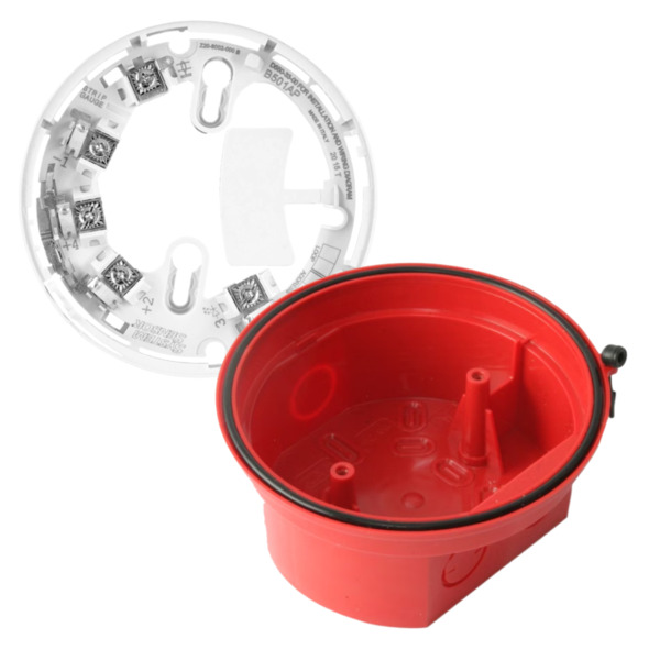 NOTIFIER WRR Zócalo IP65 con base alta roja para dispositivos óptico-acústicos. Incl. B501AP