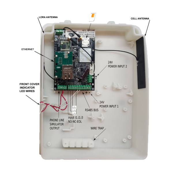 NUVATHINGS PYRUS-TLE Transmisor de alarma certificado EN54-21 - ETHERNET, GPRS/NBIOT/LTE-CAT-M1 + LORA - Comunicación con CRA/CR (1)