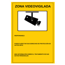 OEM AC-CARTEL-ES Cartel de plástico - Serigrafía Zona Videovigilada - Homologado - 297 (Al) x 210 (An) mm - Uso interior/exterio