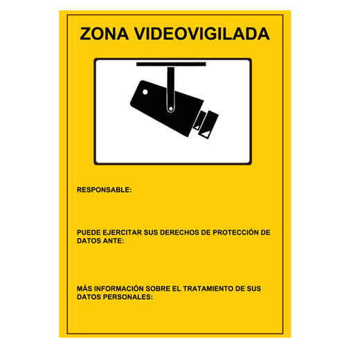 OEM AC-CARTEL-ES Cartel de plástico - Serigrafía Zona Videovigilada - Homologado - 297 (Al) x 210 (An) mm - Uso interior/exterio