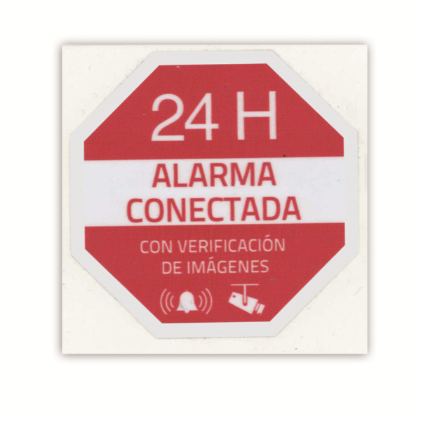 OEM AC-PEGATINA-ES Pegatina de plástico - Serigrafía Alarma conectada - Vinilo impreso laminado - 65 (Al) x 65 (An) mm - Uso int (1)