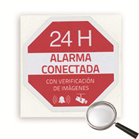 OEM AC-PEGATINA-ES Pegatina de plástico - Serigrafía Alarma conectada - Vinilo impreso laminado - 65 (Al) x 65 (An) mm - Uso int (2)