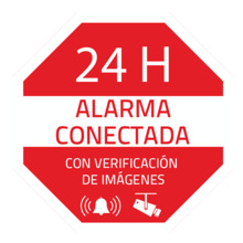 OEM AC-PEGATINA-ES Pegatina de plástico - Serigrafía Alarma conectada - Vinilo impreso laminado - 65 (Al) x 65 (An) mm - Uso int