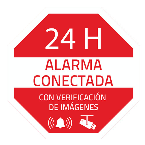 OEM AC-PEGATINA-ES Pegatina de plástico - Serigrafía Alarma conectada - Vinilo impreso laminado - 65 (Al) x 65 (An) mm - Uso int