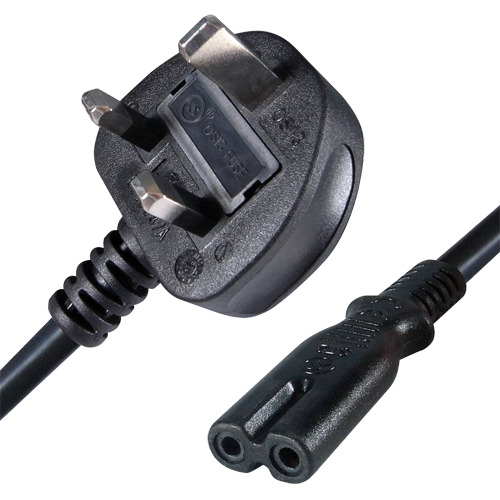 OEM AC-UK-C7 Cable a enchufe - Conector QT2 - Compatible con enchufes UK 3 PINES - Fusible de protección - 250VAC / 13A MAX - 14