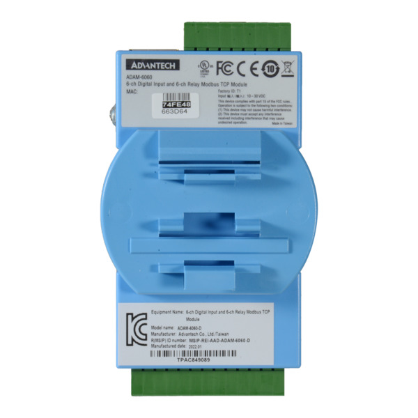 OEM ADAM-6060-B Módulo de adquisición y control de datos - 6 entradas digitales / 6 salidas de relé - Protocolos: Modbus/TCP, TC (5)