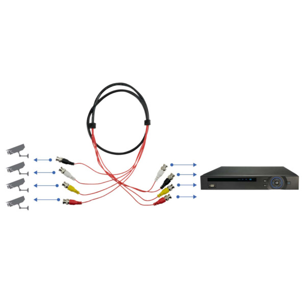 OEM BNC4-45 Cable preparado múltiple - BNC macho a BNC macho - 4 enlaces coaxial - Longitud 1,5 m - Para conexión de Balun a DVR (3)