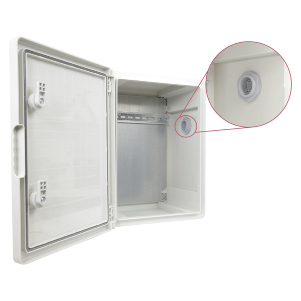 OEM BOX-403017-IP65 Armario de poliéster - Dimensiones exteriores 40x30x17 cm - Grado de protección IP65 -  Filtro de ventilació (1)