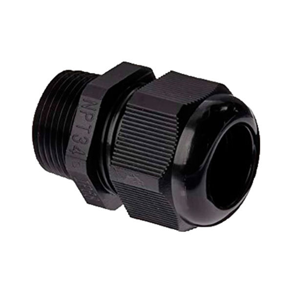 OEM CABLE-GLAND-NPT3/4-BLACK Racor impermeable - Diámetro entre 13-18 mm - Fabricado en plástico - Apto para exterior IP68 - Bol