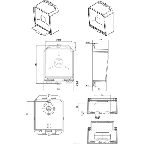 OEM CBOX-JET-703-W Caja de conexiones - Para cámaras domo - Apto para uso exterior - Fabricada en plástico - Color blanco - 140 (5)