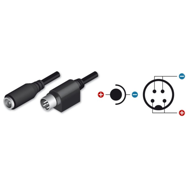 OEM CON-DC-HIK Adaptador DC - 105 mm de largo - Conector hembra Mini Din - Conector macho estándar - Adapta alimentador estándar (1)