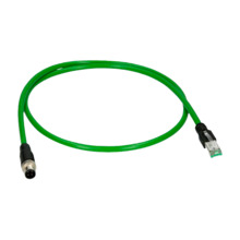 OEM CON-M12-RJ45 Conector adaptador M12 macho a RJ45 macho - Ethernet - Especial para aviación - Longitud 0.1 m