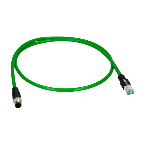 OEM CON-M12-RJ45 Conector adaptador M12 macho a RJ45 macho - Ethernet - Especial para aviación - Longitud 0.1 m