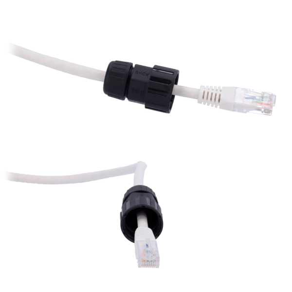 OEM CON-RJ45-GLAND-W-BLACK Conector con Racor - Conector entrada RJ45  - Conector salida RJ45 - Compatible UTP CAT 6 - IP68 - Co (7)