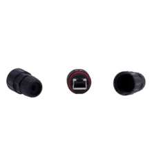 OEM CON-RJ45-GLAND-W-BLACK Conector con Racor - Conector entrada RJ45  - Conector salida RJ45 - Compatible UTP CAT 6 - IP68 - Co