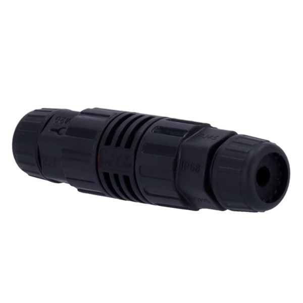 OEM CON-RJ45-GLAND-W-BLACK Conector con Racor Industrial - Conector entrada RJ45  - Conector salida RJ45 - Compatible UTP CAT 6 (1)