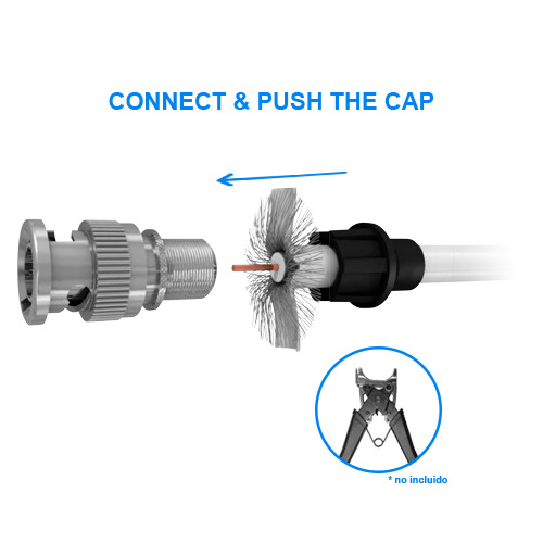 OEM CON100-CAP Conector BNC macho - Simple - Rápido - Reutilizable - Reciclable - Compatibilidad universal con Microcoaxial y RG (1)