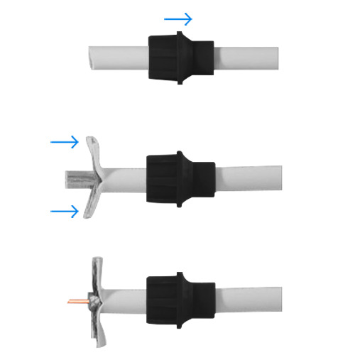 OEM CON100-CAP Conector BNC macho - Simple - Rápido - Reutilizable - Reciclable - Compatibilidad universal con Microcoaxial y RG (3)
