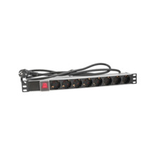 OEM CSM-RALZ-F Regletero de 8 tomas Shucko de alimentación para rack. Botón rojo apagado/encendido manual. 230Vac/15A/3.500W. In