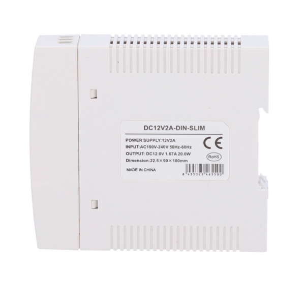 OEM DC12V2A-DIN-SLIM Fuente de alimentación  - Salida DC 12 V 1.67 A / 20 W - Voltaje entrada 100-240VAC 50/60Hz -  23 x 100 x 9 (3)