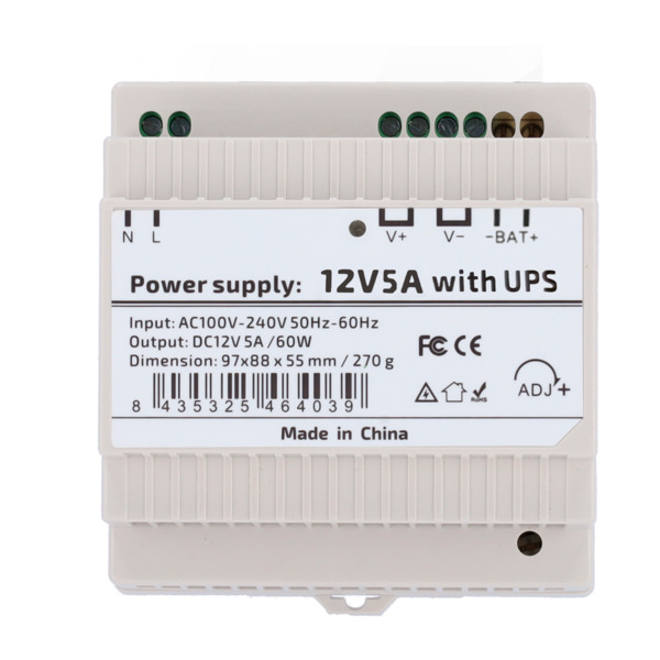 OEM DC12V5A-DIN-UPS-P Fuente de alimentación con función UPS - Salida DC 12 V 5 A / 60 W - Voltaje entrada AC 100V ~ 240V 50Hz-6 (1)