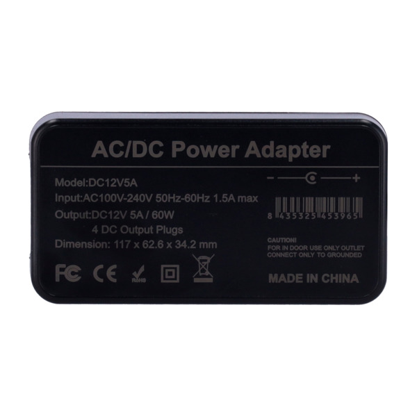 OEM DC12V5A Fuente de alimentación conmutada - Salida DC 12 V 5 A - 4 salidas - Estabilizado - 105 (Fo) x 33 (Al) x 45 (An) mm - (3)
