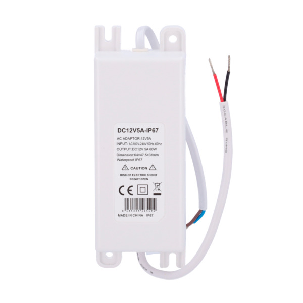 OEM DC12V5A-IP67 Fuente de alimentación - Salida DC 12 V 5 A - Salida AC 230V 50Hz - Impermeable IP67 - Protección: Sobrecarga/