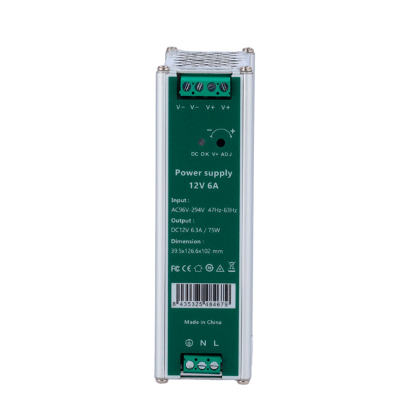 OEM DC12V6A-DIN Fuente de alimentación conmutada - Salida DC 12 V 6.3 A / 75 W - Voltaje entrada AC100V-240V /50Hz-60Hz - 103 (F (1)
