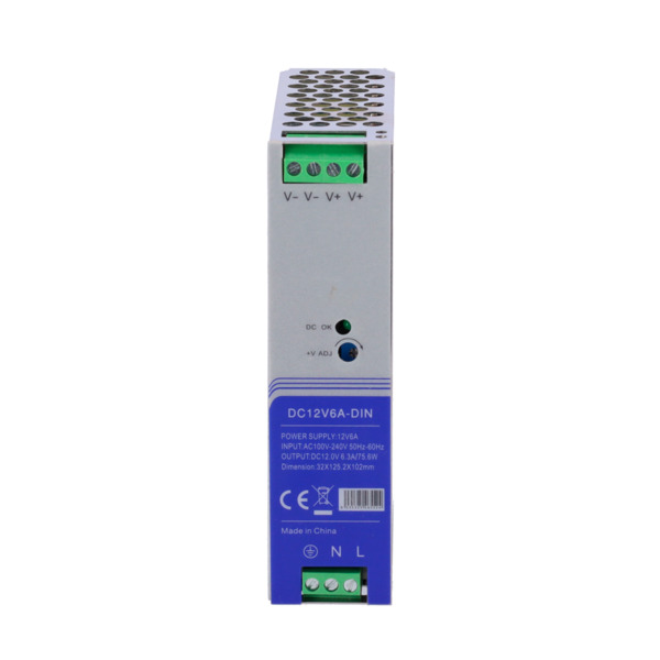 OEM DC12V6A-DIN Fuente de alimentación conmutada - Salida DC 12 V 6.3 A / 75 W - Voltaje entrada AC100V-240V /50Hz-60Hz - 103 (F (1)