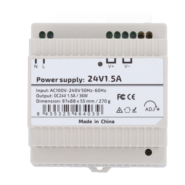 OEM DC24V1A5-DIN-P Fuente de alimentación  - Salida DC 24 V 1.5 A / 36 W - Voltaje entrada AC 100V ~ 240V 50Hz-60Hz -  97 (Fo) x (1)