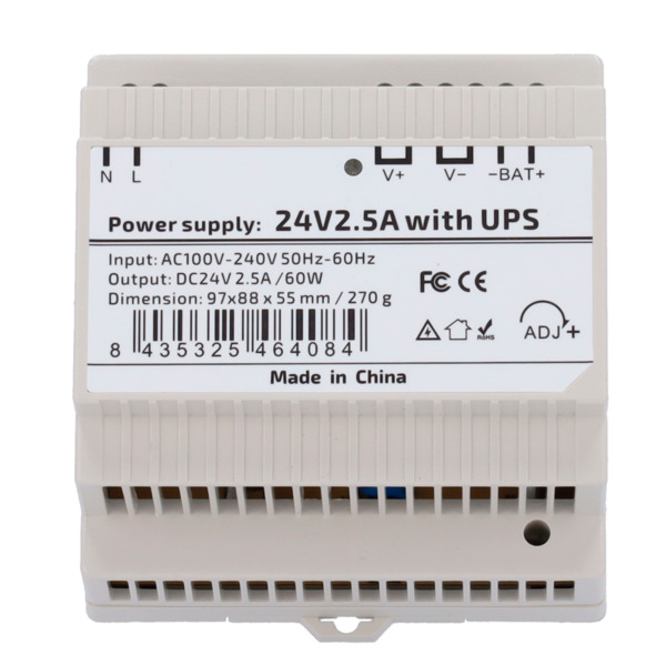 OEM DC24V2A5-DIN-UPS-P Fuente de alimentación  - Salida DC 24 V 2.5 A / 60 W - Voltaje entrada AC 100V ~ 240V 50Hz-60Hz -  97 (F (1)