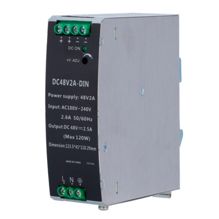 Comprar OEM DC48V2A-DIN Fuente de alimentación conmutada - Salida DC 48 V 2.5 A / 120 W - 2 salidas - Voltaje entrada 100 V ~ 240 V - 123.5 (Al) x 41 (An) x 110.3 (Fo) mm - Montaje en carril DIN
