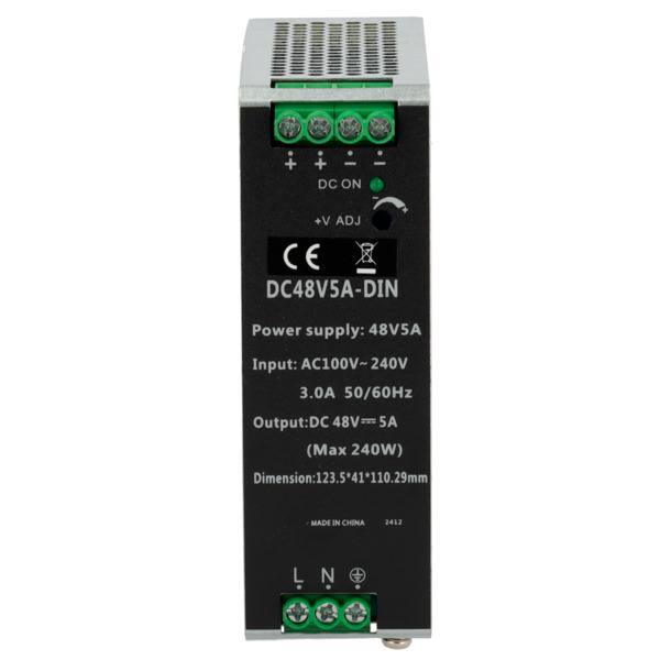 OEM DC48V5A-DIN Fuente de alimentación conmutada - Salida DC 48 V 5 A / 240 W - 2 salidas - Voltaje entrada 100 V ~ 240 V - 123. (1)