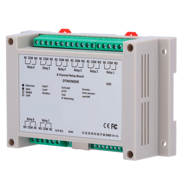 OEM DT-R008 Módulo de adquisición y control de datos - 8 entradas digitales / 8 salidas de relé (NA/NC) - Protocolos: Modbus/TCP