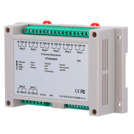Comprar OEM DT-R008 Módulo de adquisición y control de datos - 8 entradas digitales | 8 salidas de relé (NO/NC) - Protocolos: Modbus/TCP, TCP/IP, UDP, HTTP,... - Servidor web integrado - Puerto Ethernet 10/100 Base-TX | Puerto WiFi - No incluye alimentad