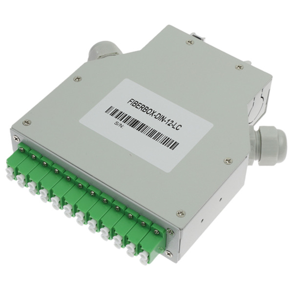 OEM FIBERBOX-DIN-12-LC Caja de fibra  - 12 puertos LC/APC Duplex - Tipo pulido APC, color verde - Bandeja de empalme (sin pigtai (3)
